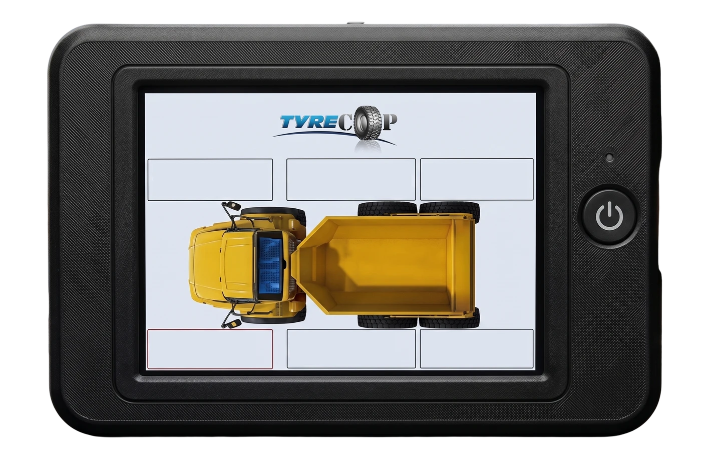 TyreCOP Pro + in-cab LCD controller in its enclosure, with GPS GSM 3G/4G